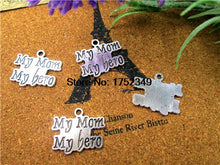 15pcs  Antique Tibetan Silver My Mom My Hero charm pendants 25x20mm-in Char