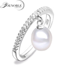 Real freshwater pearl rings for women,white cultured pearl ring 925 sterlin