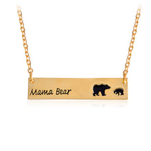 Animals Necklace Rectangular Gold & Silver MaMa Bear Fashion Family Pendant