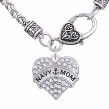 Lemegeton Antique Silver Color White Crystal Heart Pendant  Necklaces Navy