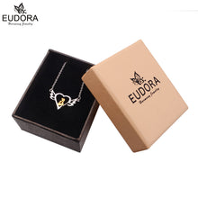 Eudora 100% Real 925 Sterling Silver Mom Love Baby Angel Wings Heart Penda