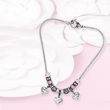 REAMOR 316l Stainless Steel Mom Heart Pendant Bracelet European Blue Crysta
