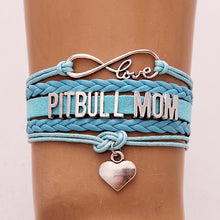 (10Pcs/Lot) Infinity Love Pitbull Mom Bracelet & bangles Heart Charm leathe