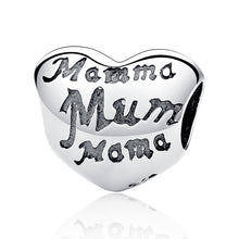 Authentic 925 Sterling Silver Original Charm Love Mom Heart Bead Pendant Mo