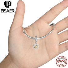 Authentic 925 Sterling Silver Clear CZ Mom Heart Charms fit Pandora Charm B