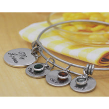 My Love Silver Bangles Custom Names & Birthstone Gift for Mom and Kids Fami