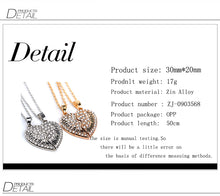 Mother Daughter Necklace Crystal Heart Shaped 2 pcs/set  Heart Pendant Neck