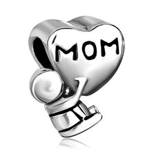 Free Shipping 1PC Silver Plated MOM Baby Charms Large Hole Beads Fits Europ