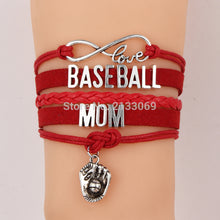 (10Pcs/Lot) Infinity Love Charm Bracelet Baseball Mom Bracelets & Bangles H