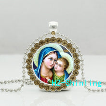 DC  00252 New Virgin Mary Crystal Necklace Mother And Baby Pendant Necklace
