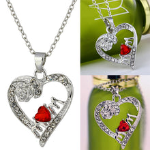 Charm Necklace for Mother's Day Gift  Mom Friend Red Crystal Heart Necklace