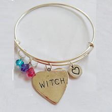 65mm Heart charm WITCH bracelet bangle ,Adjustable Expandable Wire Bangle,s
