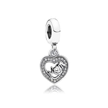 5PCS New White Crystal Zircon Heart Mom Pendant Zinc Alloy Dangle Charm Fit