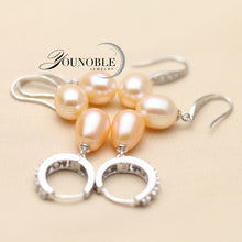 YouNoble Real wedding 925 silver earrings with pearls,pink freshwater pearl