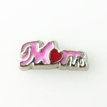 New Arrival 20pcs/lot pink Enamel Mom floating charms for living glass memo