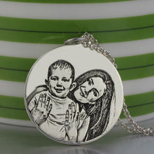 Personalized Sterling Silver Photo Engraved Necklace Handmade Photo Disc Ba