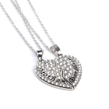 New Fashion 2pcs/set Gold Silver Crystal Broken Split Heart Pendant Necklac