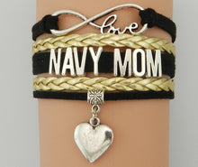 Infinity Love Navy Mom Bracelet Handmade Suede Leather Heart Charm Career X