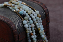Boho Amazonite Glass Seed Beads 3 Layers Beaded Necklace Classic Natural St