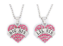 Pink Crystal Heart Big Sis Lil Sis Mom Family Sentiments Message Pendant Ne
