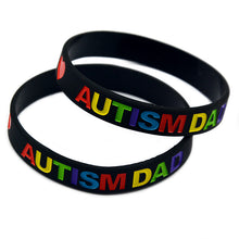 Promo Gift 50PCS/Lot Silicone Bracelet Love Autism DAD and MOM Wristband -i