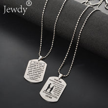 Jewdy Stainless Steel Mom Dad Son Tag Engraved Pendant Necklace Silver Moth
