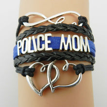 Drop Shipping Infinity Love Police Mom Bracelet Double Heart Charm Handmade