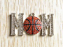 49x26mm10pcs/lot silver Zinc alloy Enamel rhinestone basketball mom pendant