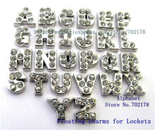 lowest price ! 26pcs zinc alloy and rhinestone floating letters charms 5 8m