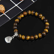 8mm natural tiger eye stone women bracelet Stretch cat eye opal mom charm b