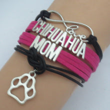 drop shipping Fuchsia with Black Braid Leather Rope Retro Rectangle Infinit