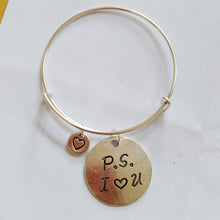 Diameter 65mm bangles P.S. I LOVE YOU bracelets ,Adjustable Expandable Wire
