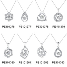 Heart to Heart Rotate Dancing Stone 925 Sterling Silver CZ Necklaces & Pend