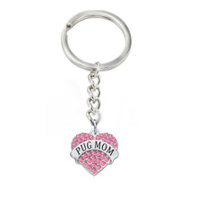 Material Alloy Rhodium Plated Crystal Rhinesone Hearts Charms Name Pug Mom