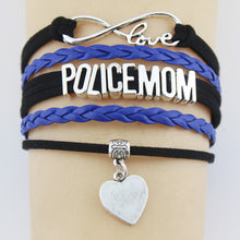 Drop Shipping Love Police Mom Bracelet Heart Charm Bangles Handmade Women L