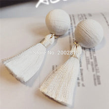 2017 Trendy Black/White Balls Long Tassel Fringe Earrings Handmade Drop Da