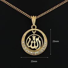 MEEHEE Statement Gold color Muslim Round Necklace Women Rhinestones Islam A