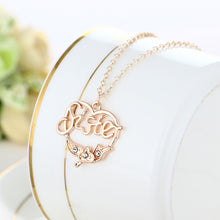 LASPERAL Women Necklace Rose Gold Hollow Heart Letter Mom Daughter Engraved
