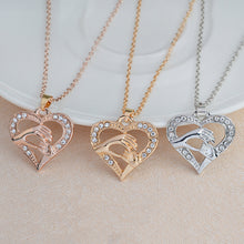 QIHE JEWELRY Heart Shaped Mother and Child Hand in Hand Family Pendant Neck