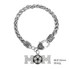 my shape Black Enamel Clear Rhinestone Soccer Ball Mom Charm Bracelet Sport