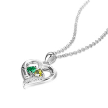 Personalized 925 Sterling Silver 2 Birthstone Necklace Pendants Engraved He
