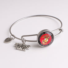Army Navy Marine Air force MOM WIFE  LOVE  metal  snap button bangle bracel