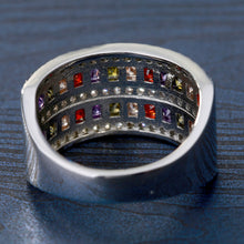 2017 New Fashion Women Lady Colorful Rhinestone Crystal 5 Layer Big Rings M