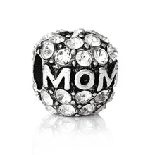 DoreenBeads European Charm Beads Apple antique silver Rhinestone "MOM" Carv