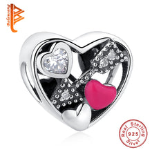 European 925 Sterling Silver Love Hearts Beads Crystal MOM BOW KNOT Charms