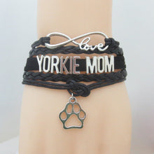 drop shipping love YORKIE MOM With Paw Charm Bracelet Infinity Love Handmad