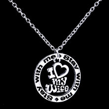 Love Heart Mom Dad Husband Wife Hollow Pendant Necklace Couples Lovers Gift