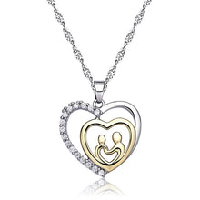 Double Heart Mother necklace Micro Pave Rhinestone Pendant necklace mom mot