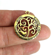 10pcs Hot Sale Antique Silver Tree of Life Mom You are the Heart of Family
