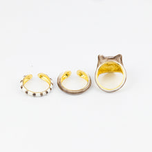 3 piece Bear Ring Enamel Handcraft Raccoon Jewelry Unique Sister Mom Gifts
